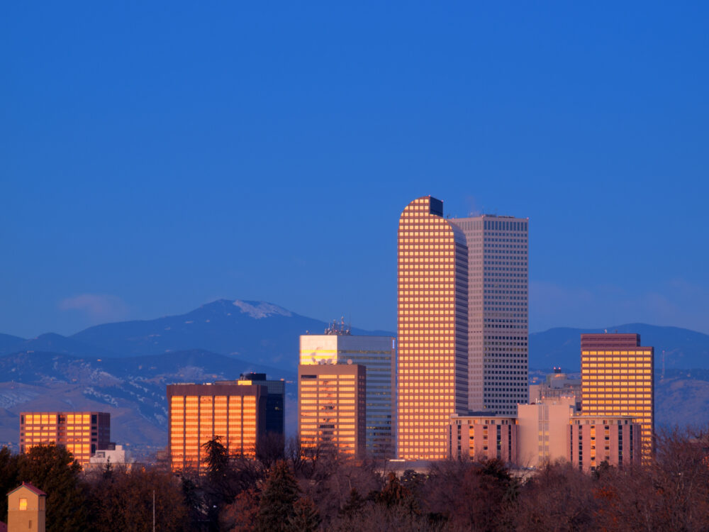 A view of downtown Denver before sunrise. AEM team photo